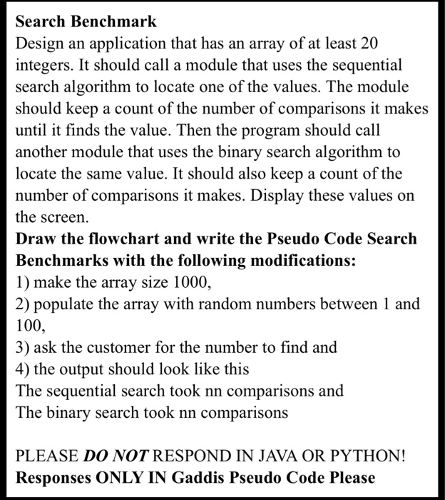  Need Gaddis Pseudocode AND Flowchart in FLOWGARITHM program please Search Benchmark