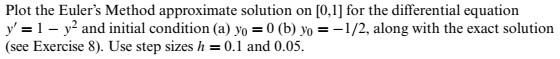 In Matlab: Plot the Euler's Method approximate solution on [0,1] for the