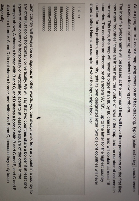 C++ Write a program to 4-color a map using recursion and backtracking.