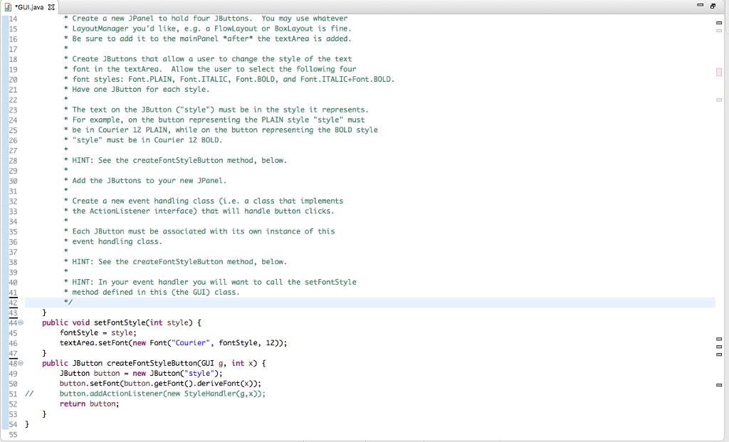 to make sure it works. Thanks a lot for your help! "GUI.java