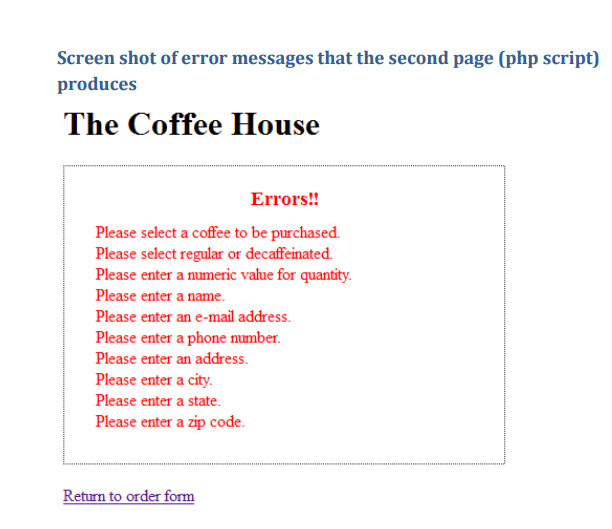 to select the type of coffee they wish to order, specify if
