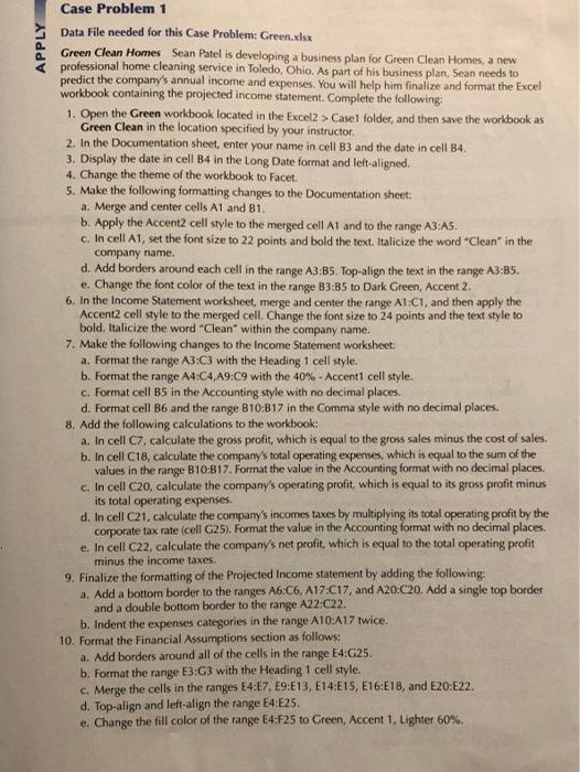  APPLY Case Problem 1 Data File needed for this Case Problem: