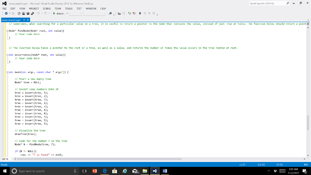 values. There are two missing functions. One searches for a particular value