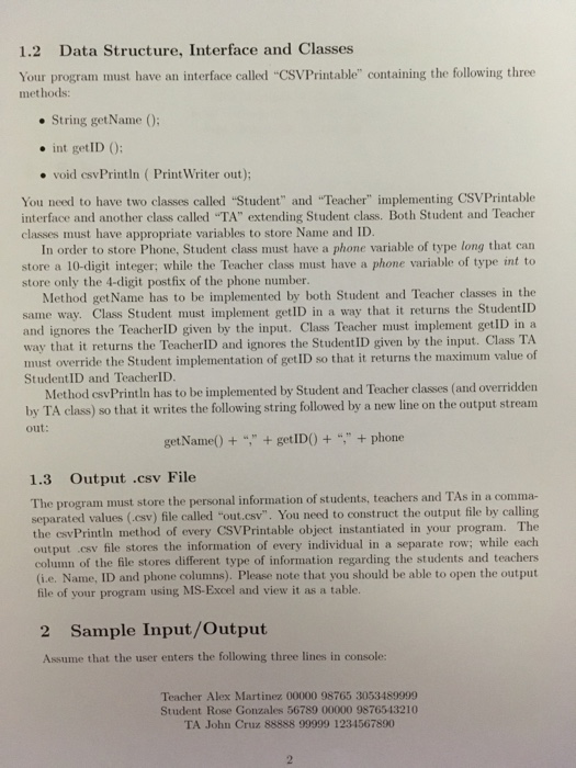information of stu- dents and teachers of a school in a comma-separated