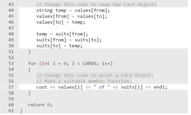 it is not very object-oriented. There are no Card objects! Fix that