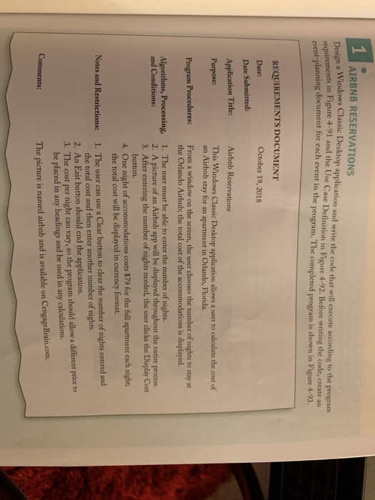  AIRBNB RESERVATIONS Windows Classic Desktop application and write the code that