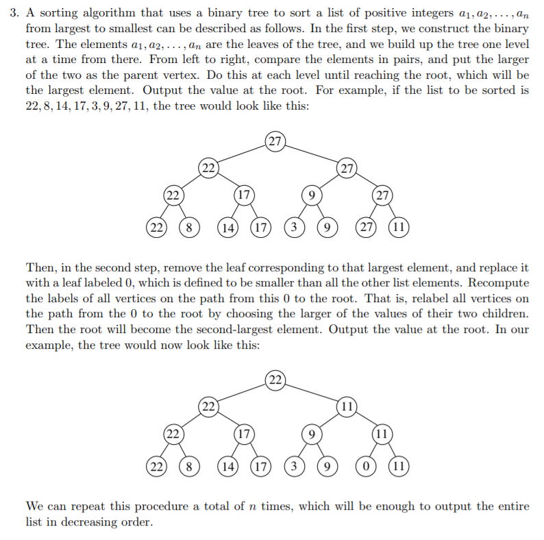 A sorting algorithm that uses a binary tree to sort a list