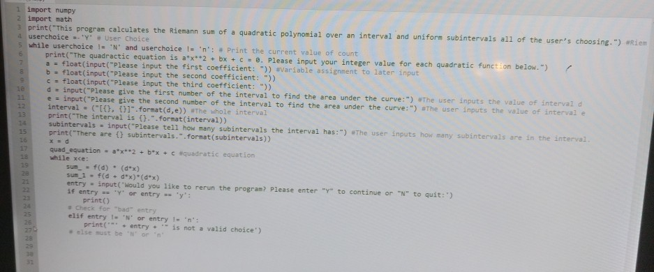 Please help I have trouble getting my Riemann Sum program to work