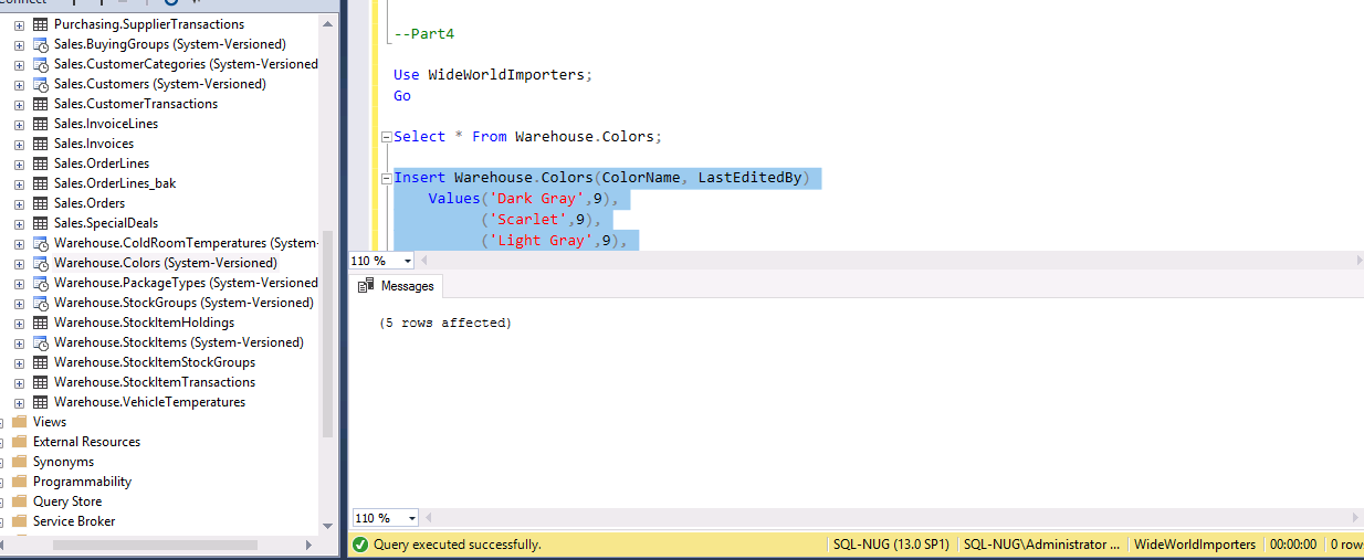 I need the SQL code for each part with a screen shot