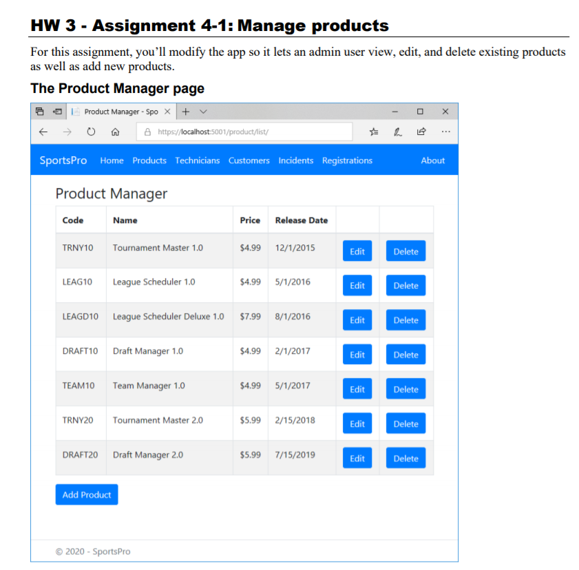  -ASP.NET MVC web application Specifications When the user clicks the Manage