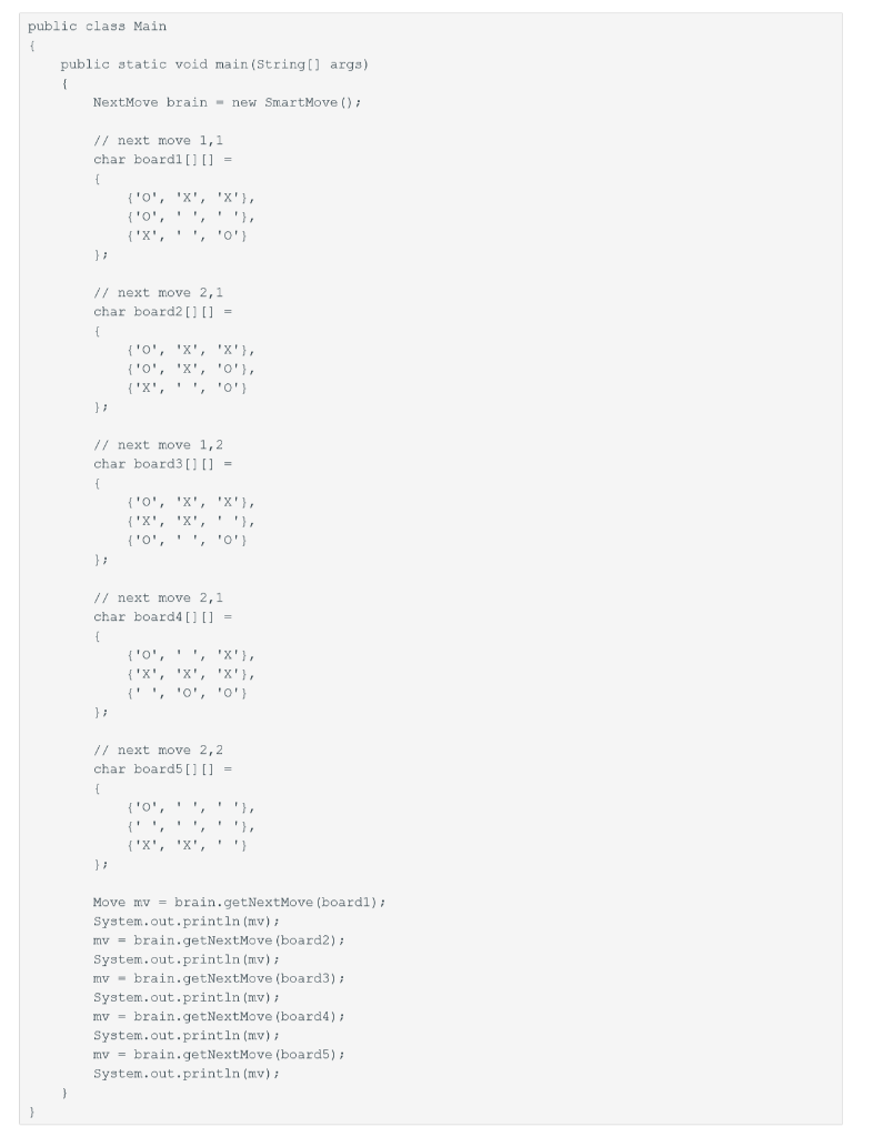 Move.java file this is given: This is all the information given. We