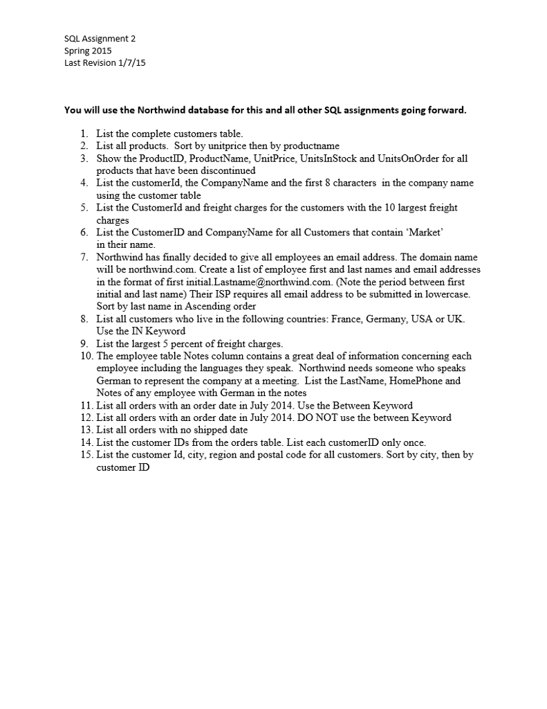 Please help me with problems 5-10 of this assignment. You will use