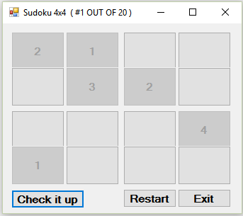 four columns. It has also four boxes Each game consists of a