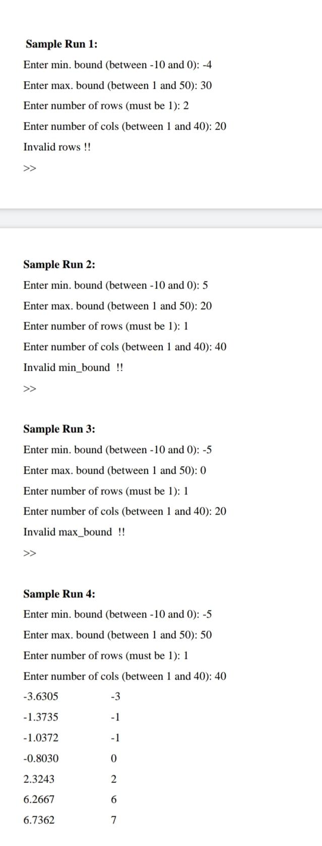 retArr, if it is empty then end the program. 3) Call Matrix_Generator