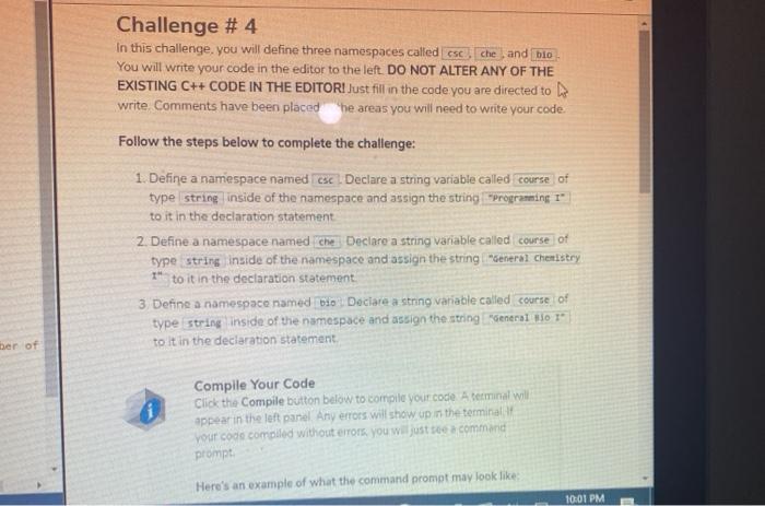 erase it all 1 using namespace std; 5 namespace csc { string