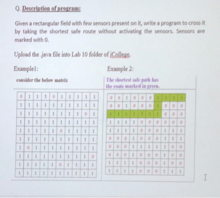  Q Description of program Given a rectangular field with few sensors