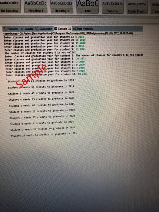 awesome. Thank you. Chapter 8 Project Project Name: Chpt8 Project Class Name: