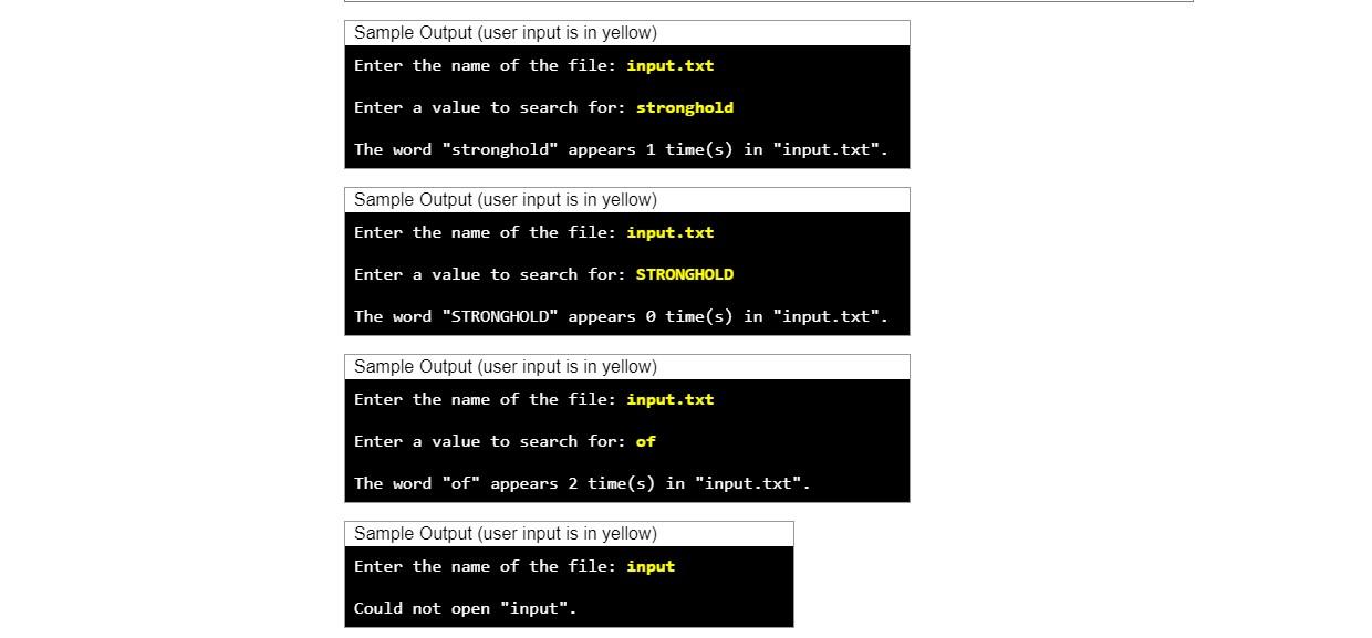 Im getting a file error for my output. Create a program named