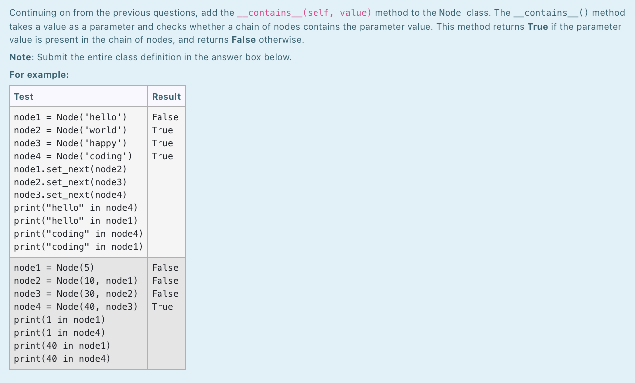 method to the Node class. The get_sum_string_lengths() method returns the sum of