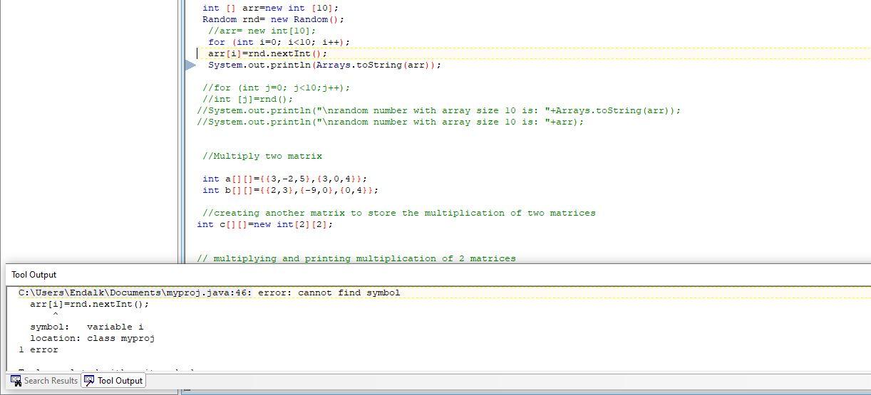 can you show me what's is wrong with the code arr[i]=rnd.nextInt(); .