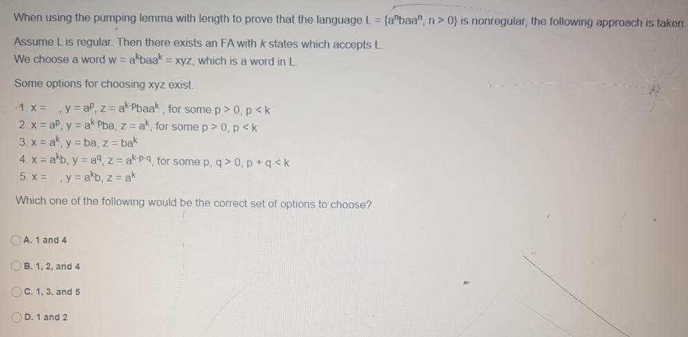  When using the pumping lemma with length to prove that the