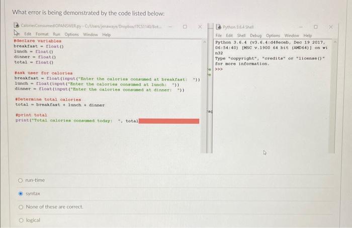 code listed below: File fdt Fomat-fun Options Window Help syitax run-time None
