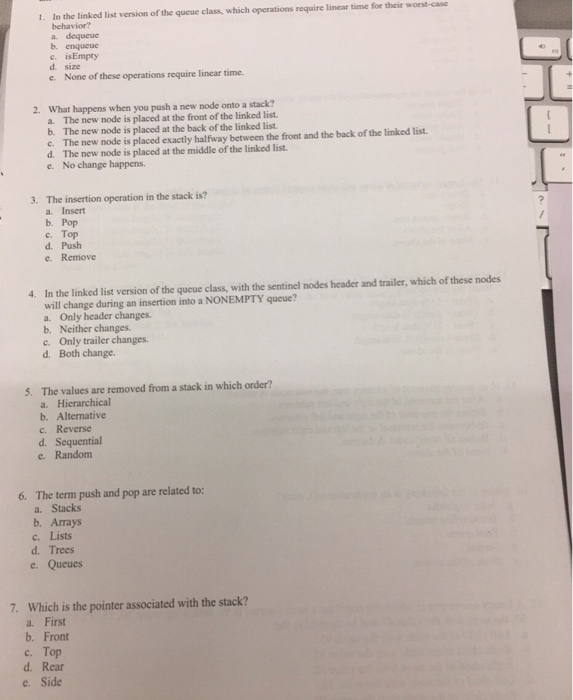  Subject. Data structure. I need the correct answer for number. 1,12,18,19,20