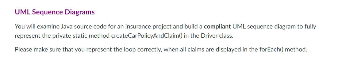  UML Sequence Diagrams You will examine Java source code for an