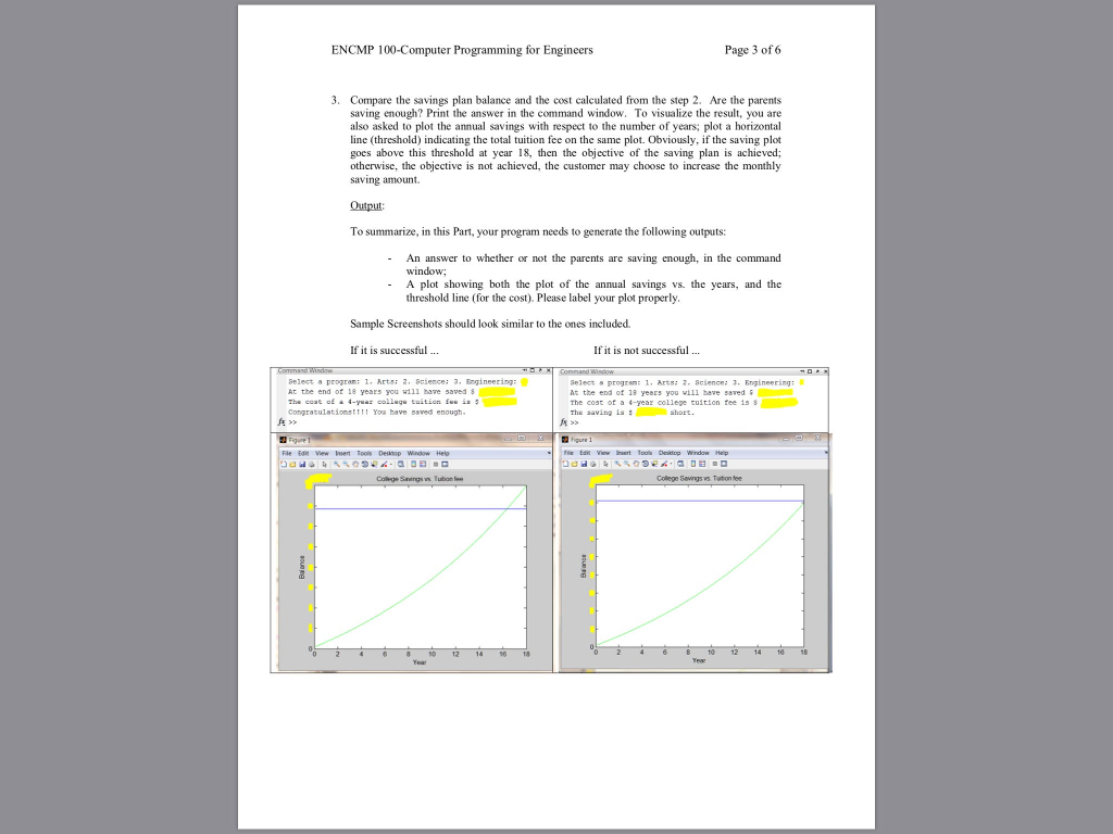 of 6 ENCMP 100 Computer Programming for Engineers Assignment #3 Due: Monday,