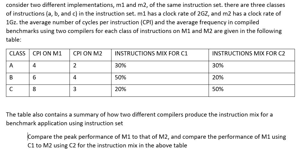  consider two different implementations, m1 and m2, of the same instruction