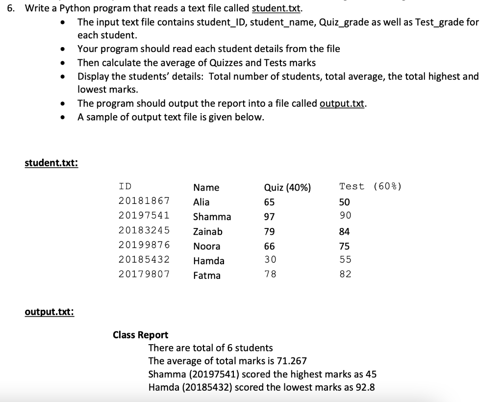  6. 0 Write a Python program that reads a text file