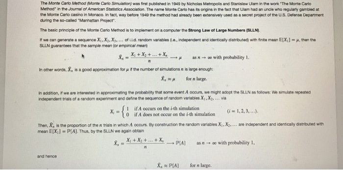  Please help with all problems. The Monte Carto Method (Monte Carlo