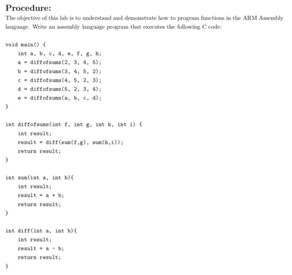 Please write in ARM Assembly that can be read in the visUAL