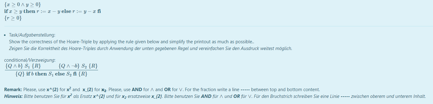 I need help solving this Hoare Logic problem, it is in