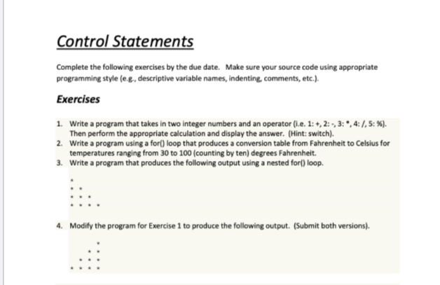 JAVA Control Statements(nested for loops): I am needing help with #4. The