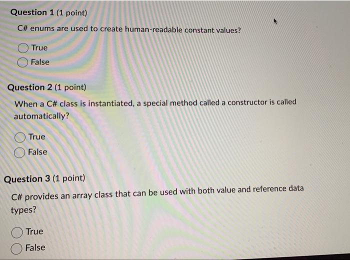  C\# enums are used to create human-readable constant values? True False