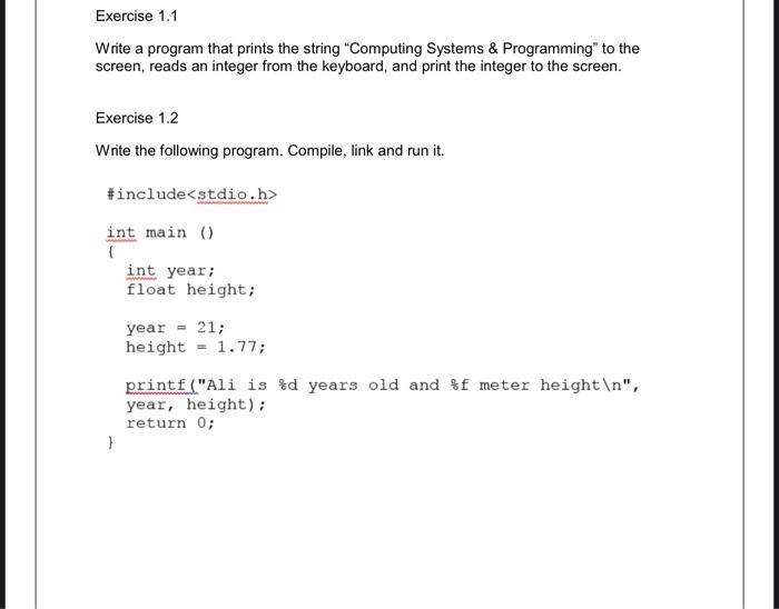  C-programing write it in code block and solve the lap question