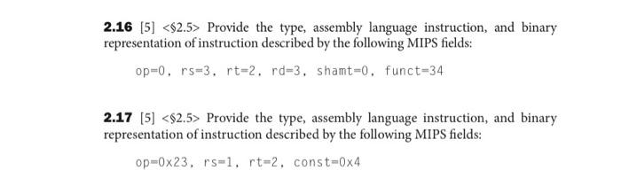 (n - 5): 2.2 [5] For the following MIPS assembly instructions above,
