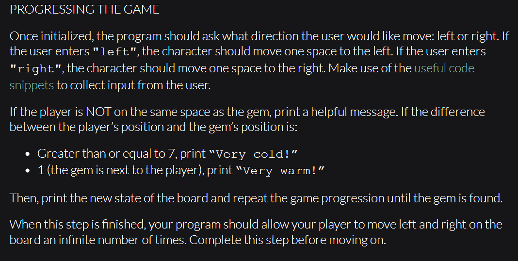 Work through the following three steps one at a time. INITIALIZINGTHE GAME