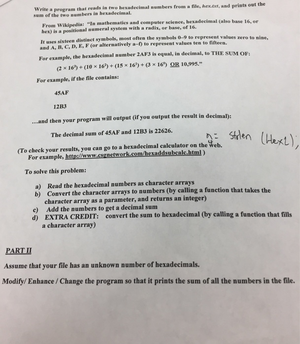  Write a program sum of the two numbers in hexadecimal. that