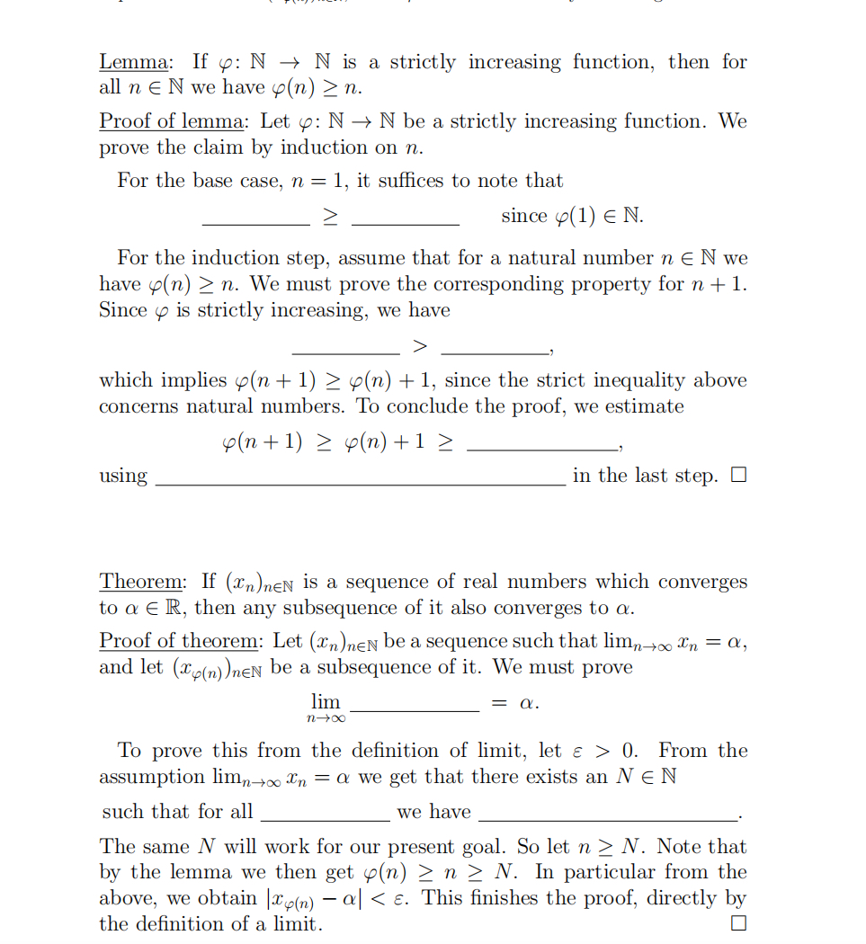  Lemma: If \\\\phi :N->N is a strictly increasing function, then for\