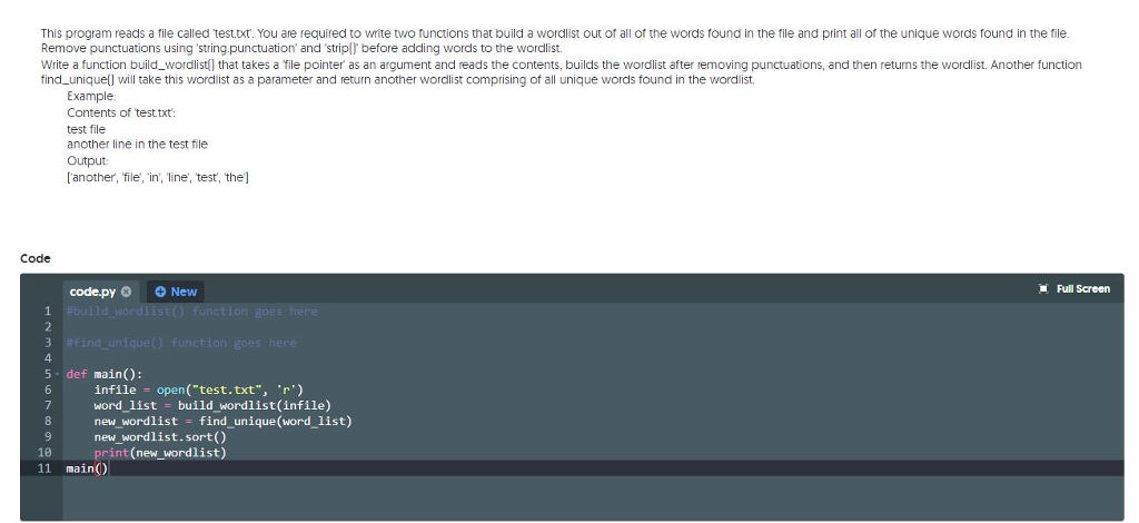  This program reads a file called test.xt. You are required to