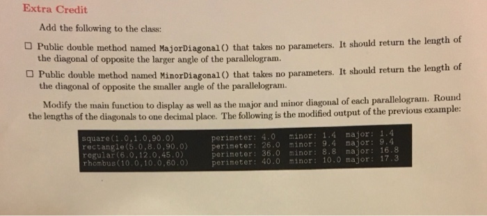 assignment, you will create a Parallelogram class. A parallelogram is a four-sided