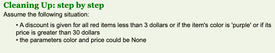 Please write code in python Cleaning Up: step by step Assume the