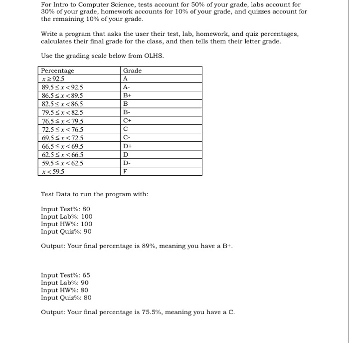  GradeCalculation.java /* Programmer: Date: Project: Lab 2.2 GradeCalculation File Name: GradeCalculation.java