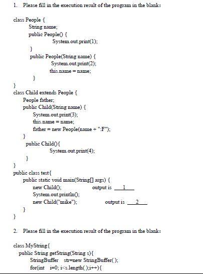 Program Reading & fill in the blanks } } Java hw if