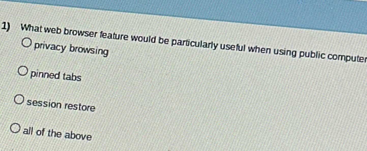  What web browser feature would be particularly useful when using public