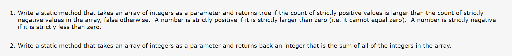  for java thanks 1. Write a static method that takes an