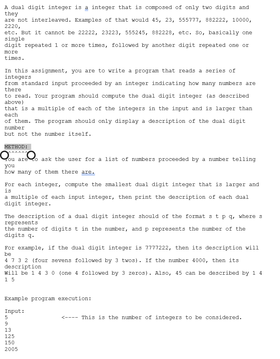  A dual digit integer is a integer that is composed of