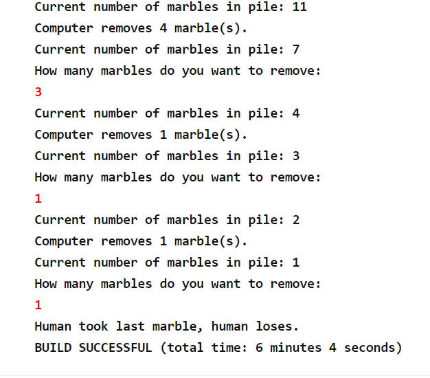marbles from a pile . In each move, a player chooses how
